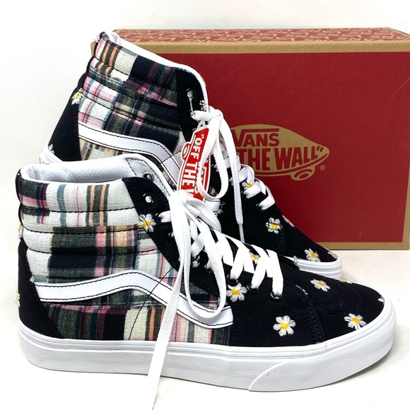 Vans Shoes - VANS Sk8-Hi Shoes For Women SB Black Plaid Floral Suede Canvas Skate VN0A7Q5NUUW